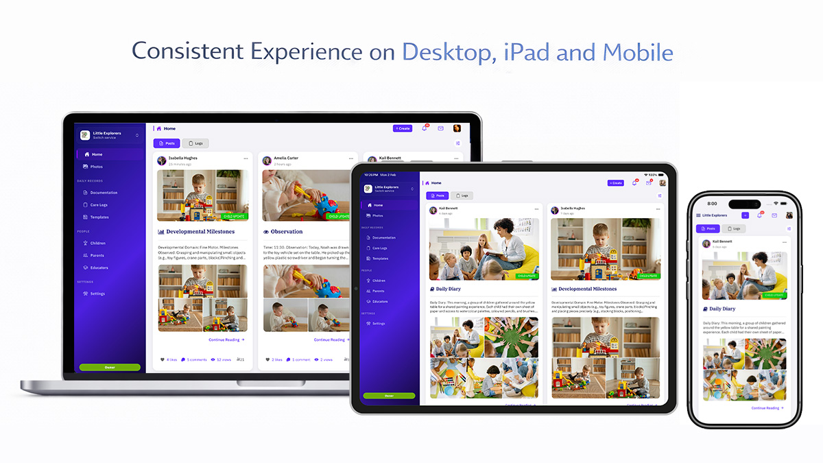 Desktop, iPad and mobile views