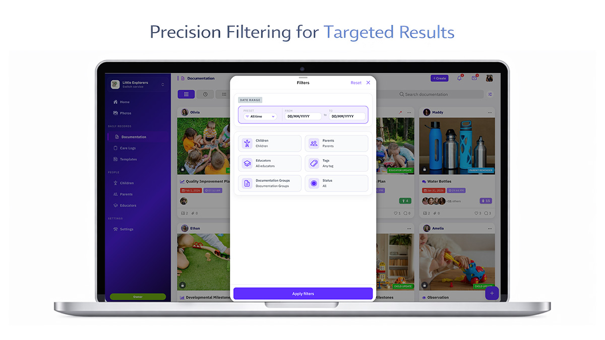Filters across the platform