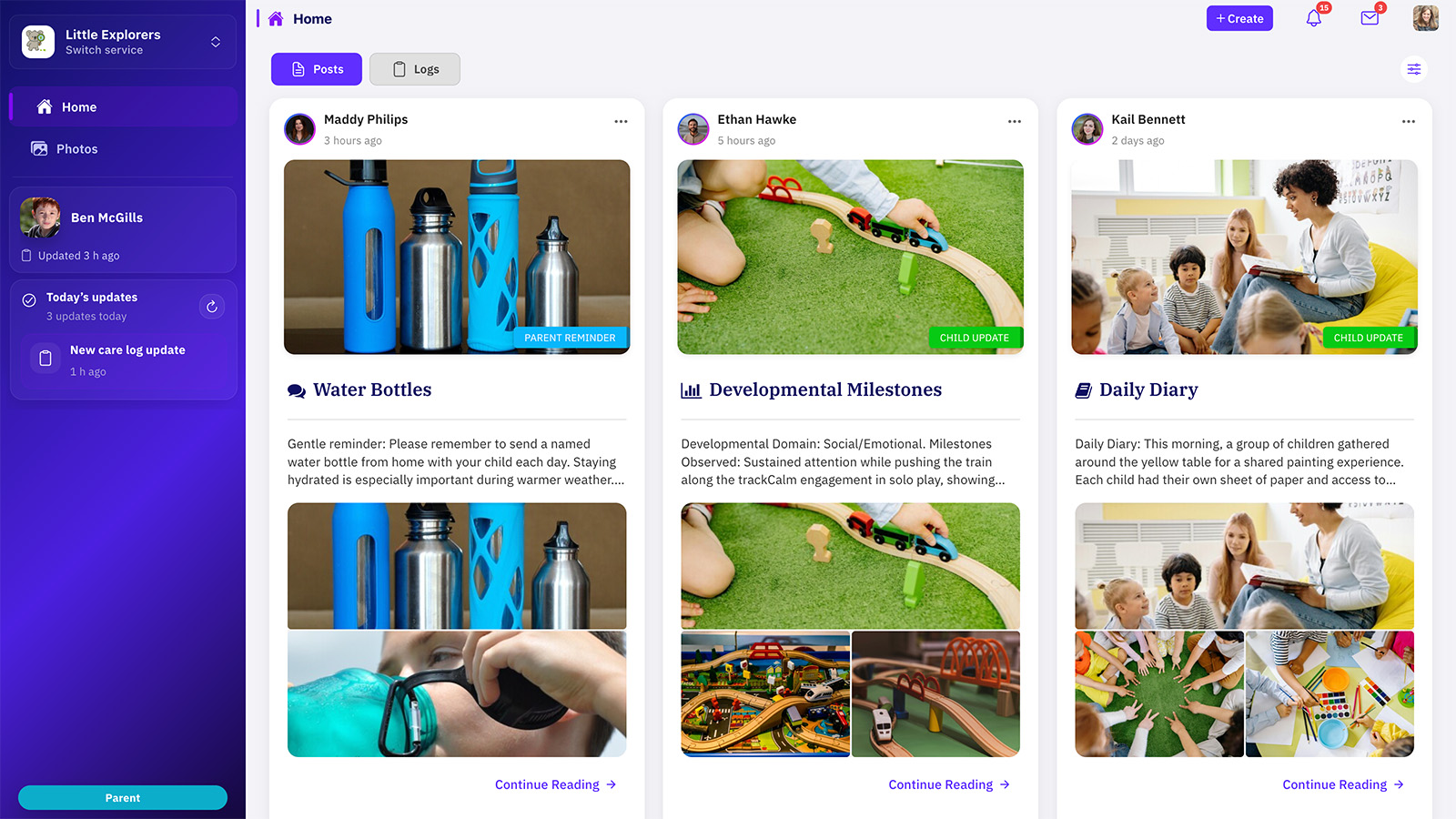 Parent app view preview