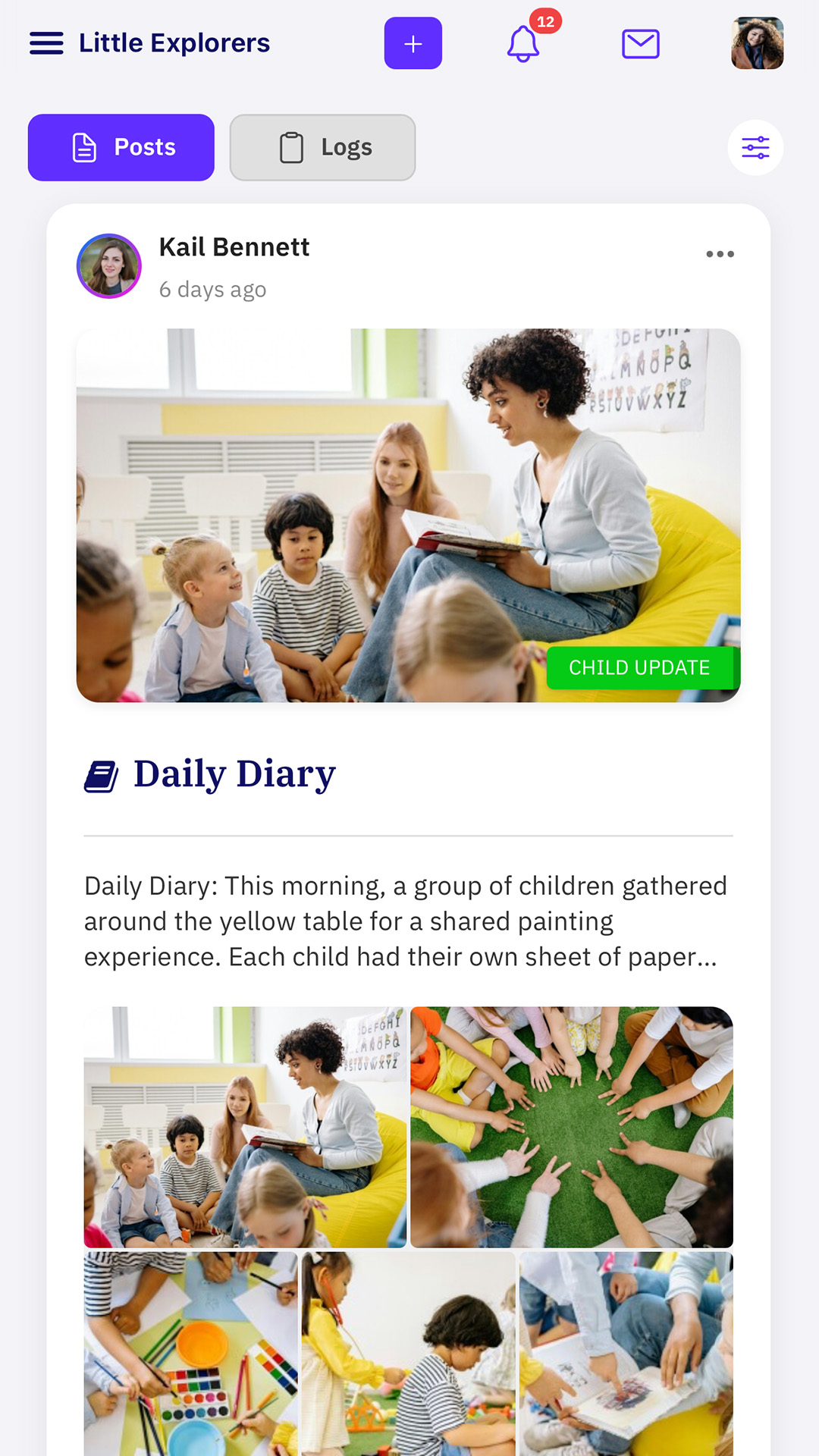 Parent app preview on phone